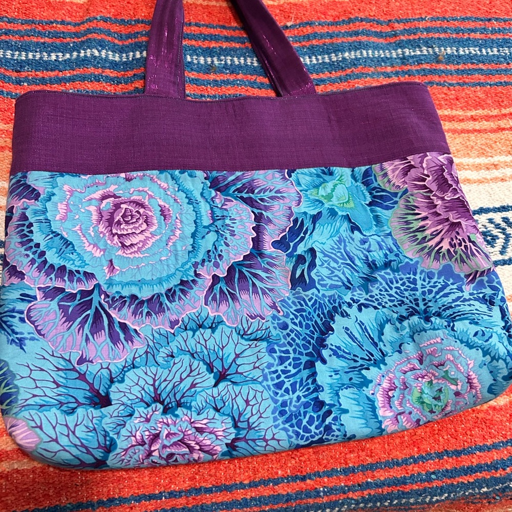 FINAL PRICE! Handmade Purple and Blue Floral Tote Bag